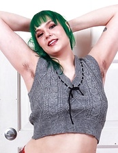 Green Haired Babe With Bushy Pussy Photos